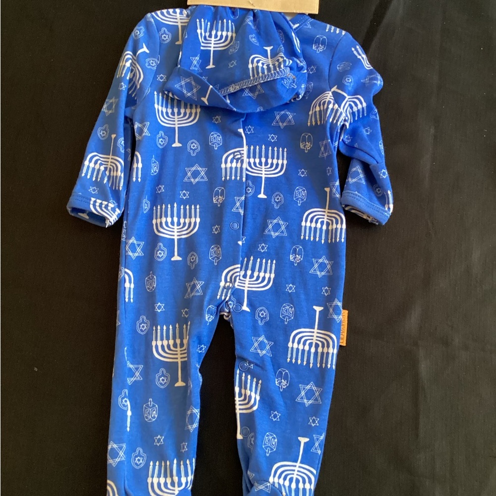 Blue Hanukkah Kids Footie Pajamas - Picture 3 of 15